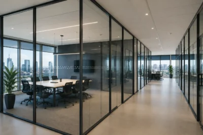 office privacy solutions with modern glass partitions